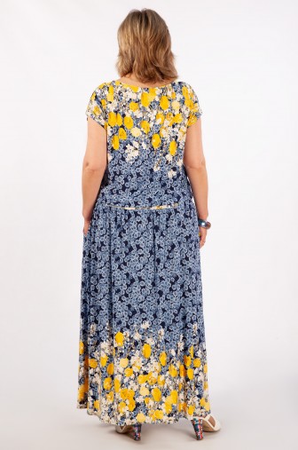Платье Анджелина-2: Цвет тюльпаны на синем фото: #1