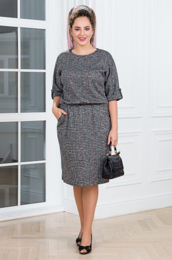 Платье Жакард Цвет: темно-серый / рубиновый фото: #1