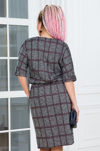 Платье Жакард Цвет: серый / темно-бордовый фото: #1