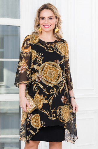Платье «Нежный Шик». Цвет: чёрный / золотистый фото: #1