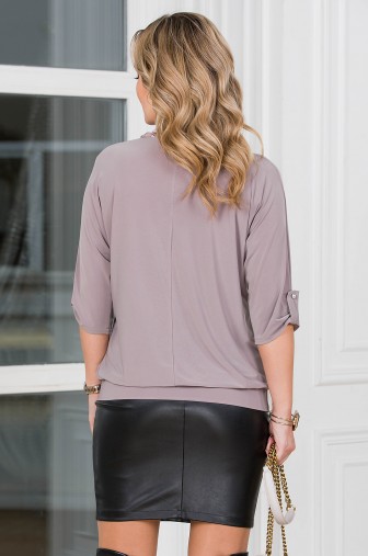 Блуза «София». Цвет: бежевый / фисташка / коричневый фото: #1