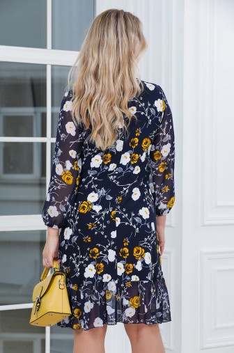 %Платье «Летиция». Цвет: тёмно-синий / горчичный распродажа% фото: #1