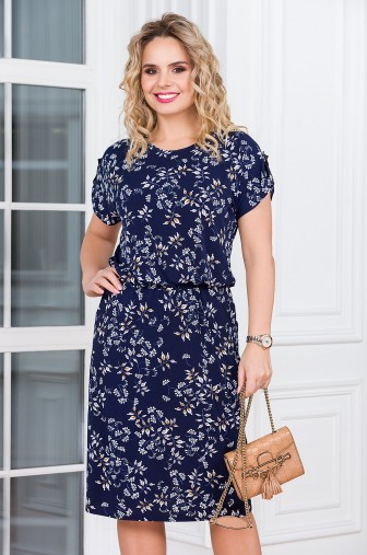 Фото: %Платье «Каспия». Цвет: синий / белый / янтарный распродажа%