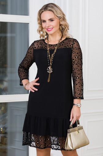 Платье «Алиса». Цвет: глубокий чёрный / золото фото: #1