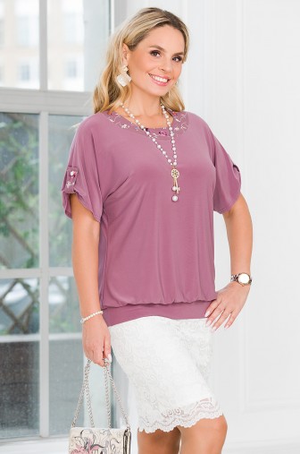 Блуза «Веста». Цвет: брусничный / красный / песочный фото: #1