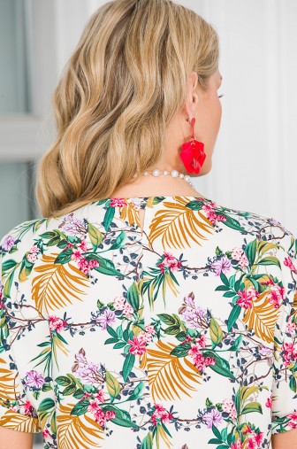 Блуза «Розалия». Цвет: молочный / песочный / зелёный фото: #1