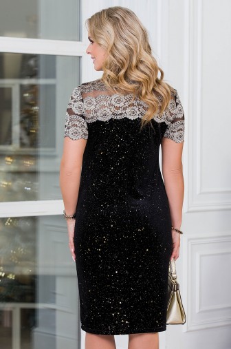 Платье «Катрин». Цвет: чёрный / золото / серебро звезды фото: #1