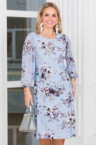 %Платье «Афродита». Цвет: голубой / белый / коричневый распродажа% фото: #1