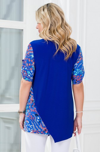 %Туника «Афина». Цвет: василек / белый / терракот распродажа% фото: #1