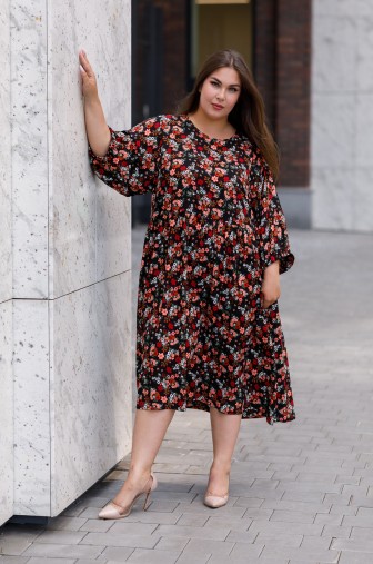 Фото: Платье 1439: Цвет черно-оранжевый