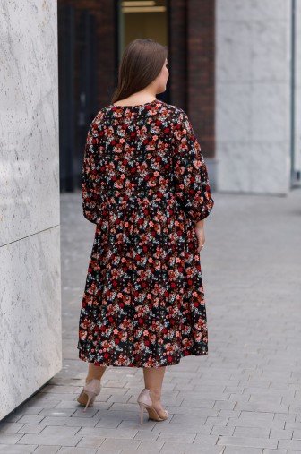 Платье 1439: Цвет черно-оранжевый фото: #1