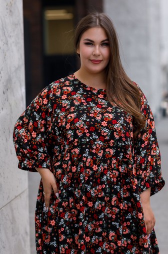 Платье 1439: Цвет черно-оранжевый фото: #1