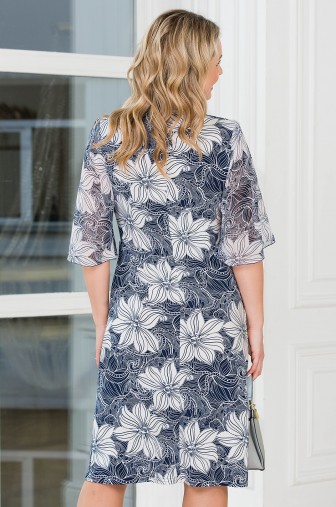 %Платье «Милена». Цвет: кремовый / синий распродажа% фото: #1