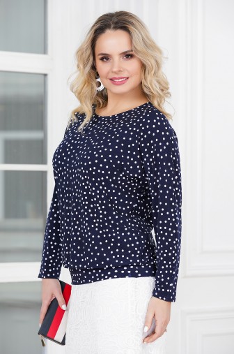 %Блуза «Сказка». Цвет: королевский синий / молочный распродажа% фото: #1