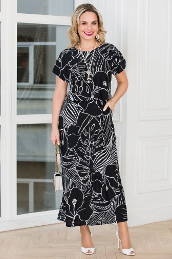 %Платье «Сицилия». Цвет:черный, белый распродажа% фото: #1