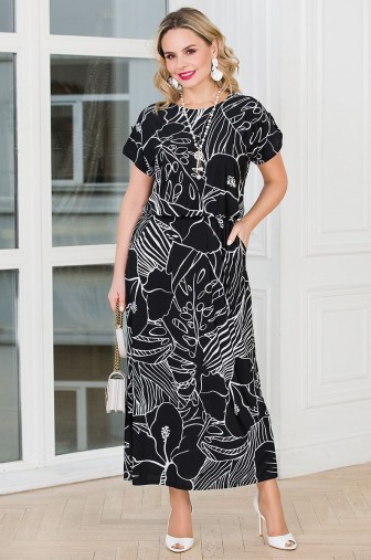 %Платье «Сицилия». Цвет:черный, белый распродажа% фото: #1