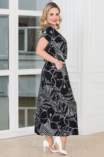 %Платье «Сицилия». Цвет:черный, белый распродажа% фото: #1