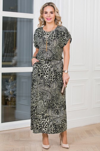 %Платье «Сицилия». Цвет: оливковый / чёрный распродажа% фото: #1