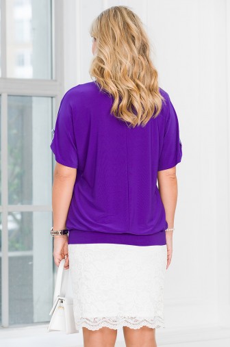 %Блуза «Веста». Цвет: тёмно-фиолетовый / песочный / белый распродажа% фото: #1