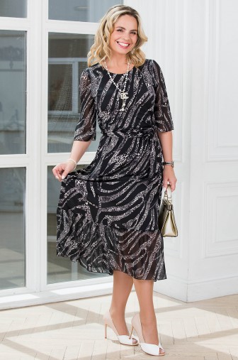 %Платье «Модница». Цвет: чёрный / серый / бежевый распродажа% фото: #1