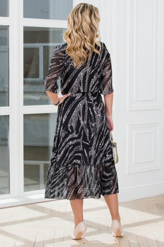 %Платье «Модница». Цвет: чёрный / серый / бежевый распродажа% фото: #1