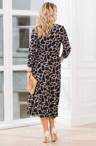 %Платье «Миди». Цвет: чёрный / тёмно-бежевый распродажа% фото: #1