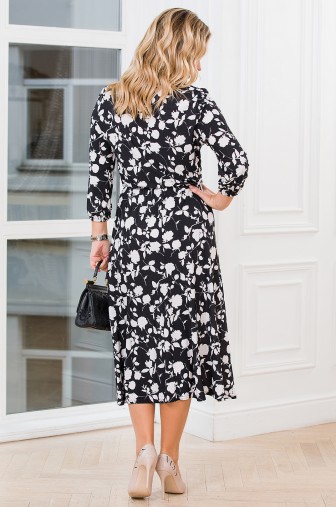%Платье «Миди». Цвет: чёрный / кремово-белый распродажа% фото: #1