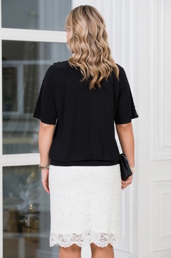 %Блуза «Милана Блеск». Цвет: чернильный / серебристый распродажа% фото: #1