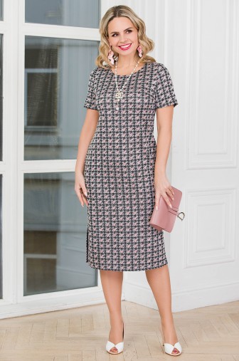 %Платье «Дарина». Цвет: серый / чёрный / пудровый распродажа% фото: #1