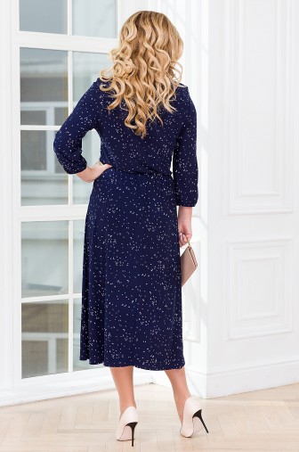 %Платье «Миди». Цвет: тёмно-синий / белый распродажа% фото: #1