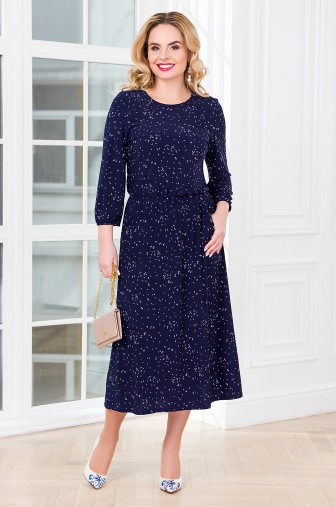 %Платье «Миди». Цвет: тёмно-синий / белый распродажа% фото: #1
