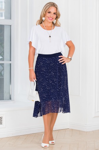 %Юбка «Золушка ШИФОН». Цвет: синий / белый Цвет:рисочки распродажа% фото: #1