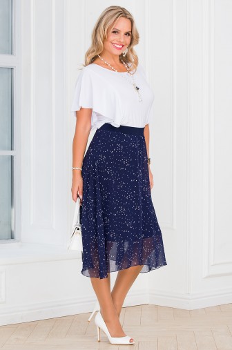 %Юбка «Золушка ШИФОН». Цвет: синий / белый Цвет:рисочки распродажа% фото: #1