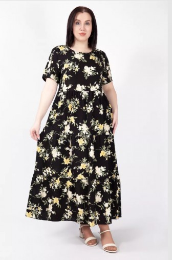 %Платье Кристина Цвет черный цветы распродажа% фото: #1