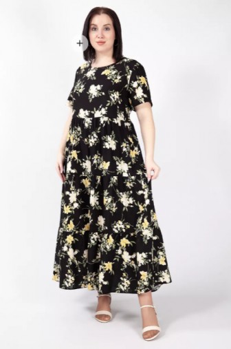 %Платье Кристина Цвет черный цветы распродажа% фото: #1