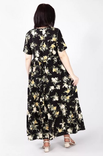 %Платье Кристина Цвет черный цветы распродажа% фото: #1