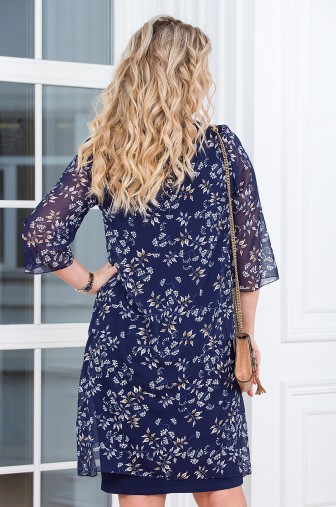 %Платье «Нежный Шик». Цвет: синий / белый / янтарный распродажа% фото: #1