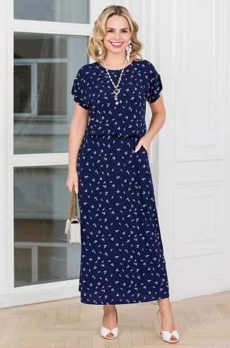 %Платье «Сицилия». Цвет:темно-синий, белый распродажа% фото: #1