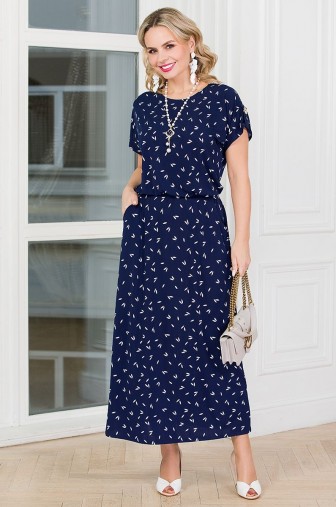 %Платье «Сицилия». Цвет:темно-синий, белый распродажа% фото: #1