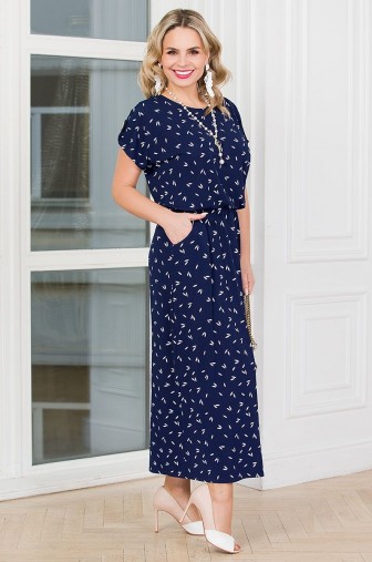 %Платье «Сицилия». Цвет:темно-синий, белый распродажа% фото: #1
