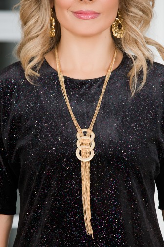 %Платье «Богиня». Цвет: чёрный кристалл / золотистый распродажа% фото: #1