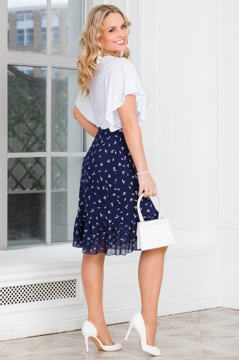 %Юбка «Милашка». Цвет: синий / белый распродажа% фото: #1
