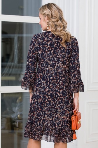 %Платье «Муза». Цвет: тёмно-синий / песочный / терракот распродажа% фото: #1