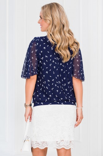 %Блуза «Крылышки». Цвет: синий / белый Цвет:рисочки распродажа% фото: #1