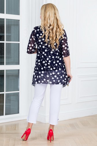 %Туника «Нежность». с топом. Цвет: тёмно-синий / белый распродажа% фото: #1