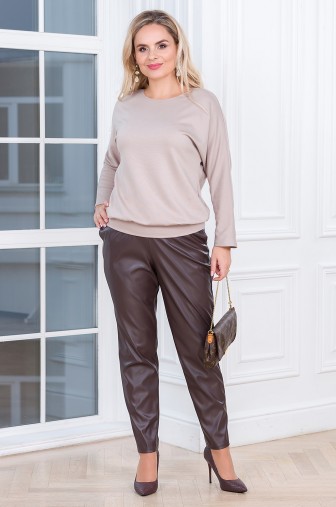 %Брюки «Классик Кожа». Цвет: шоколадный распродажа% фото: #1