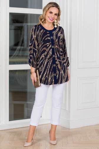 %Туника «Даниелла». Цвет: тёмно-синий / чёрный / бежевый распродажа% фото: #1