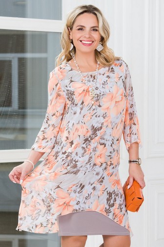 %Платье «Нежный Шик Блеск». Цвет:бежевый, светло-оранжевый распродажа% фото: #1