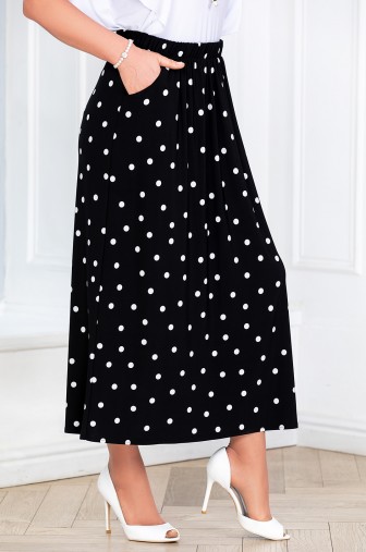 Фото: %Юбка &laquo;Соло цветная&raquo;. Цвет: чёрный / молочный Цвет:горох распродажа%
