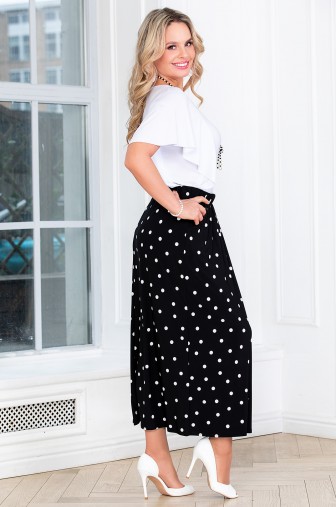 %Юбка «Соло цветная». Цвет: чёрный / молочный Цвет:горох распродажа% фото: #1